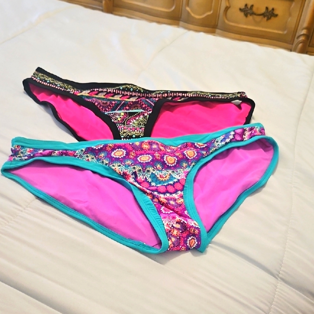 No Boundries Pink and Teal Bikini Bottoms 2 in bundle colorful XL 15/17 …